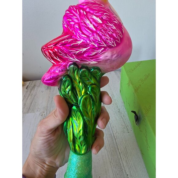 Radko flamingo finial Miami pink bird rare Master Craftsman glitter pink tropica - Picture 5 of 15